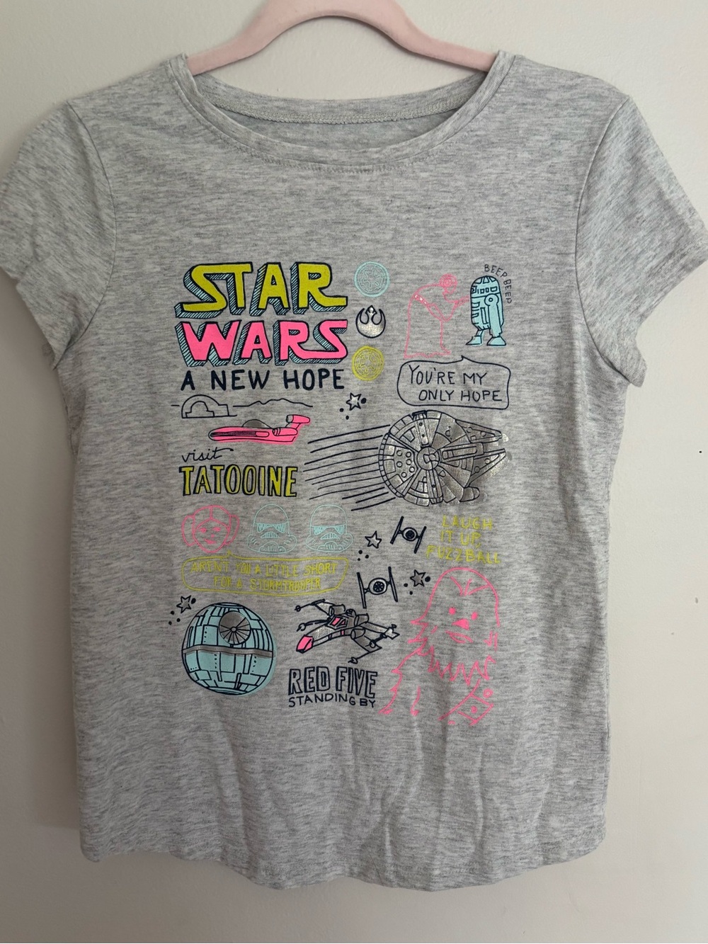jumping beans Grey Star Wars A New Hope Graphic Tee with Neon Accents